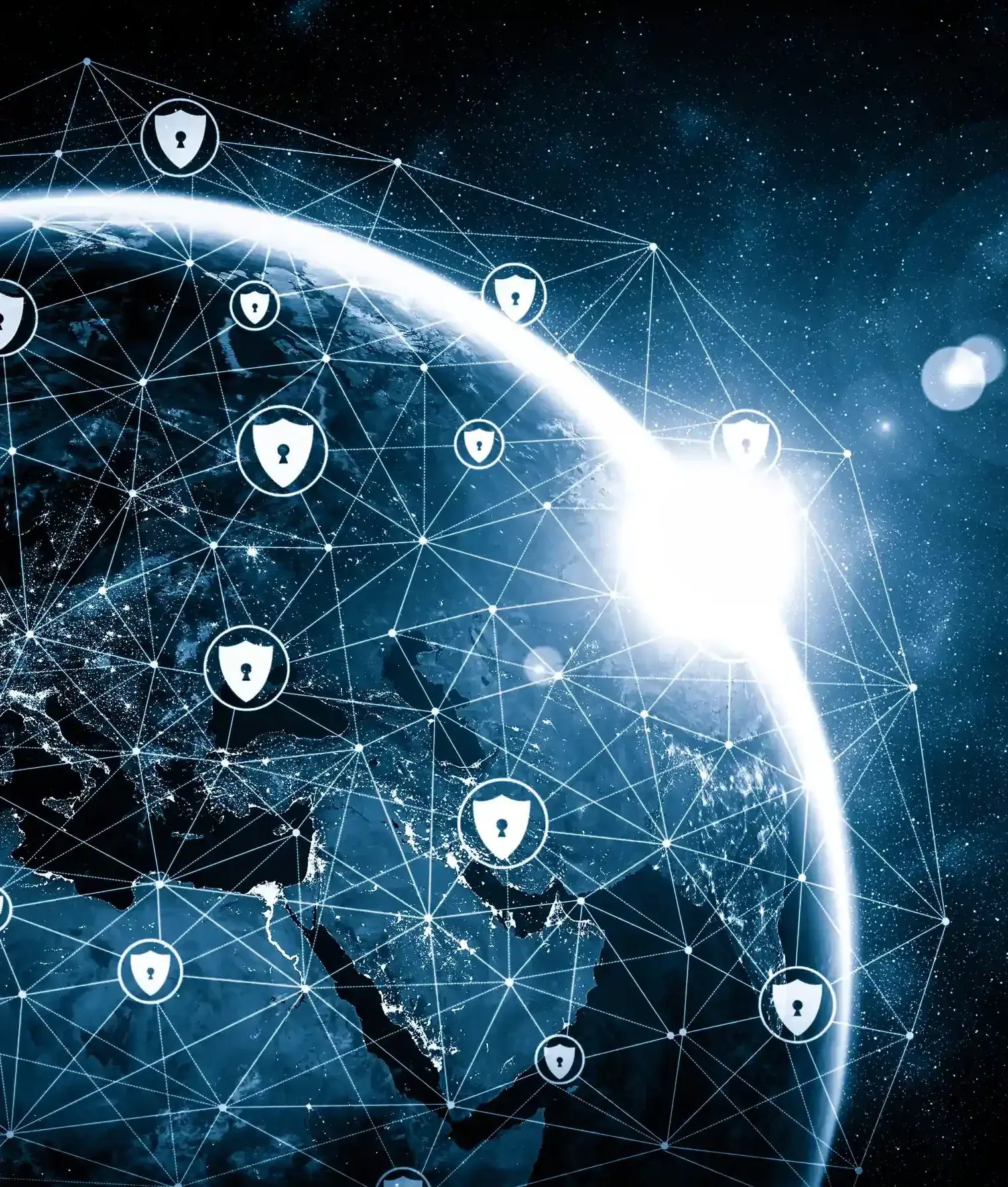 Visualization of protected cyber security grid around the planet-1