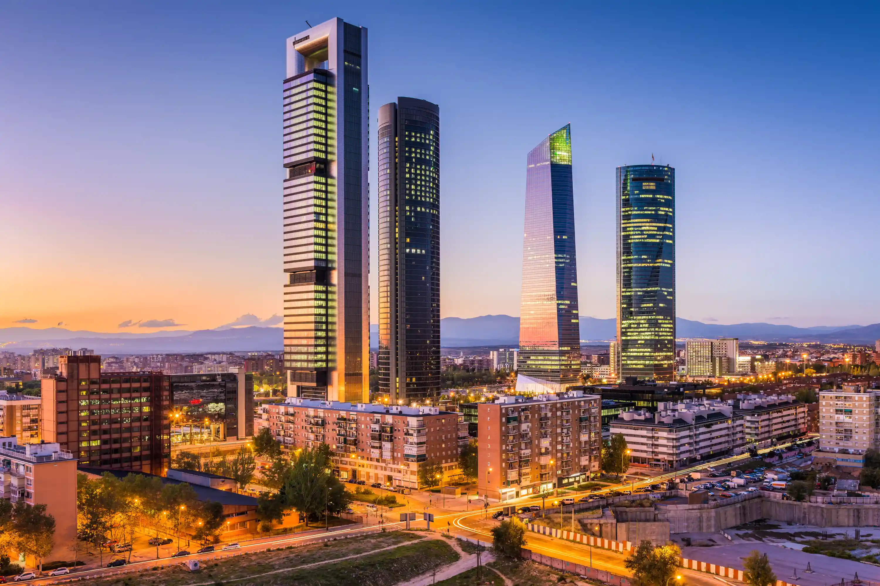 Image of the Financial District in Madrid, Spain