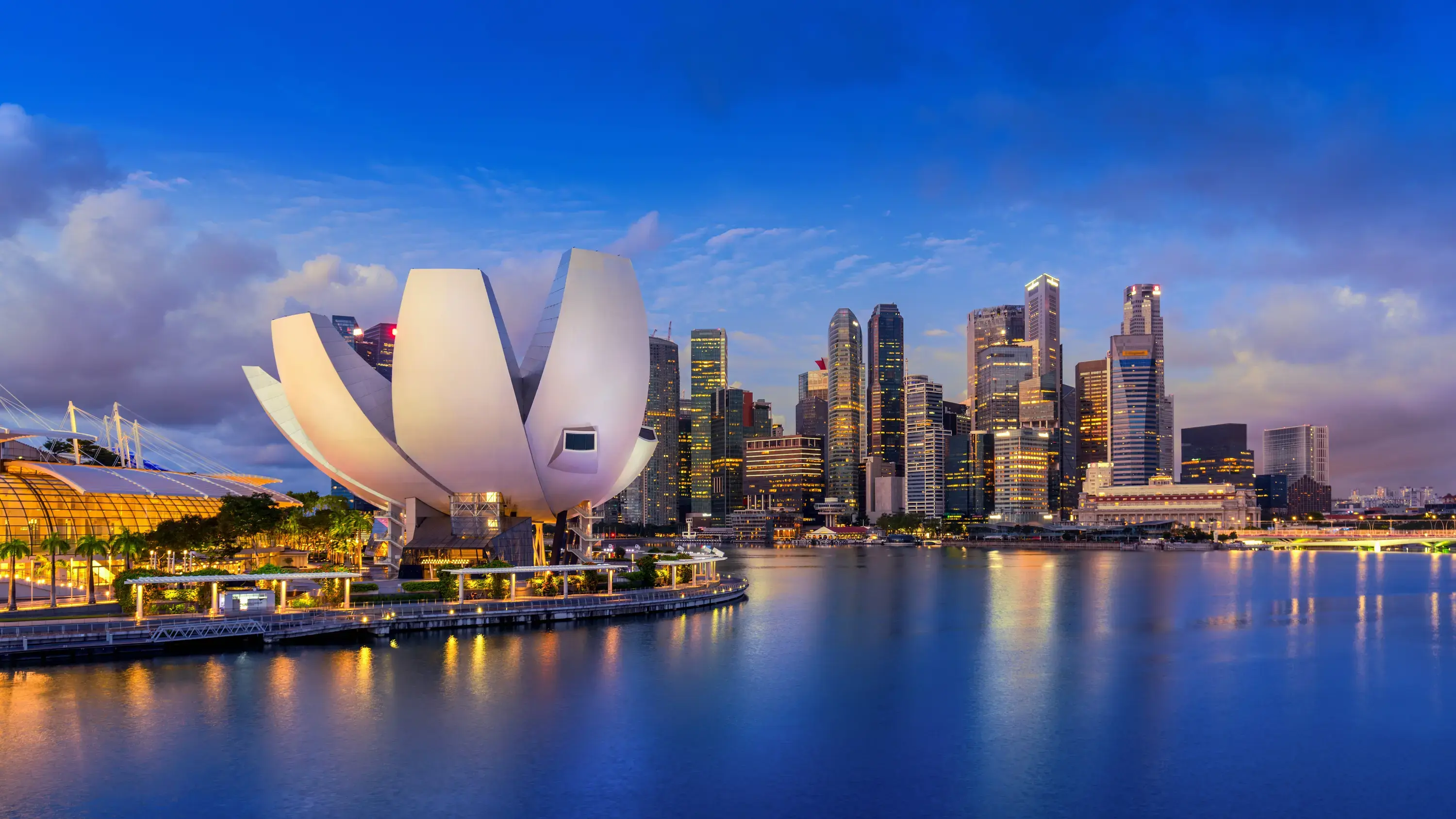 Singapore, city buildings along the waterfront