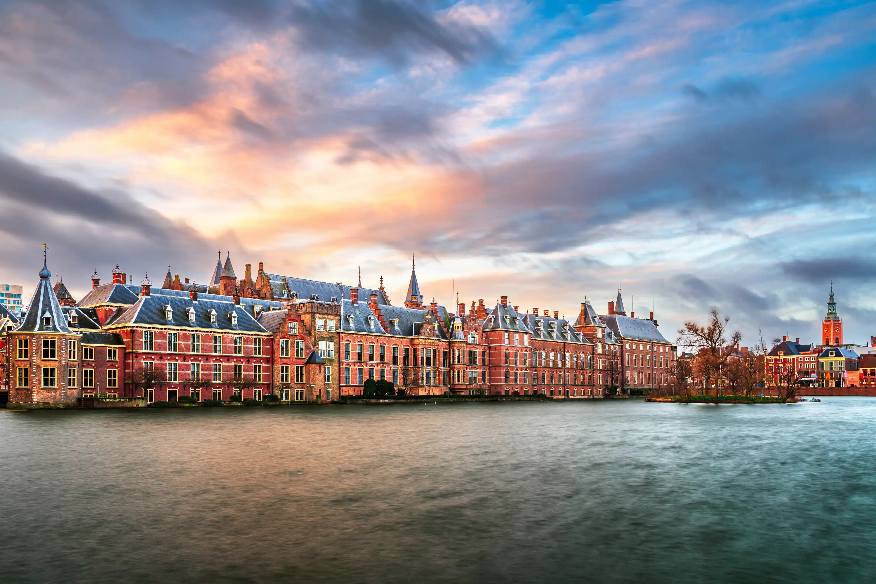 The Hague, with choppy water in front